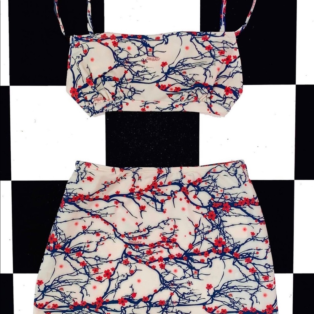OHMIGHTY Cherry Blossom Top and Mini Skirt 
Size Small